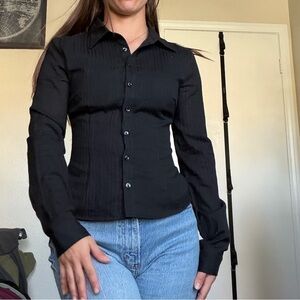 Fitted Black Button-Up Shirt